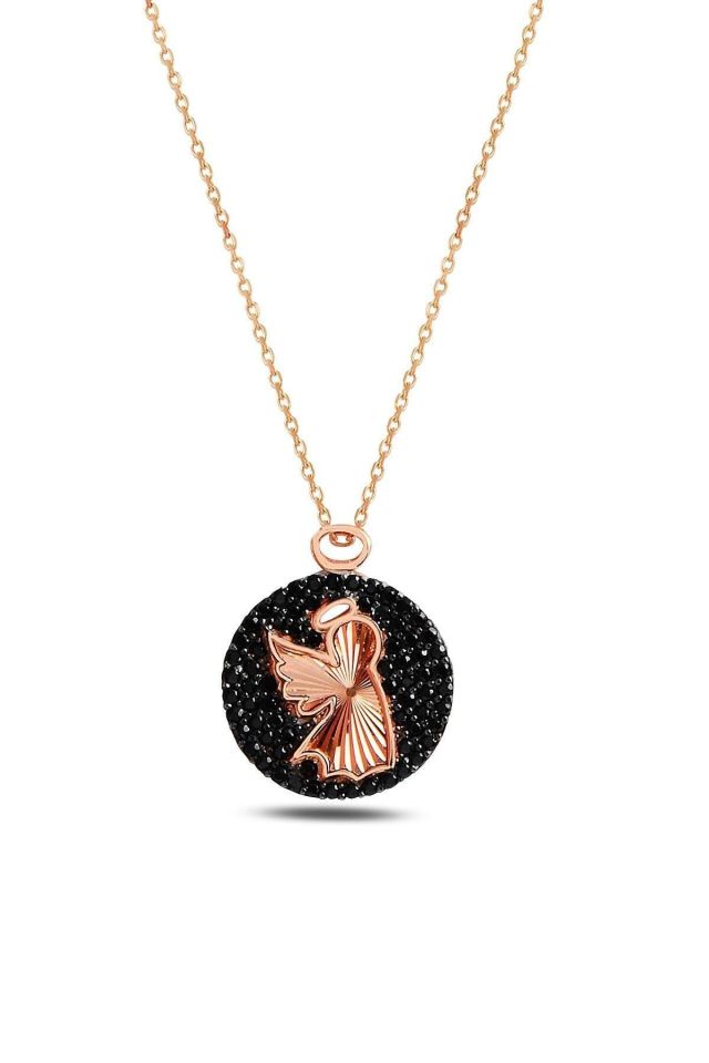 Melek Figürlü Zincir Kolye – 925 Ayar Rose Gold Kaplama Gümüş