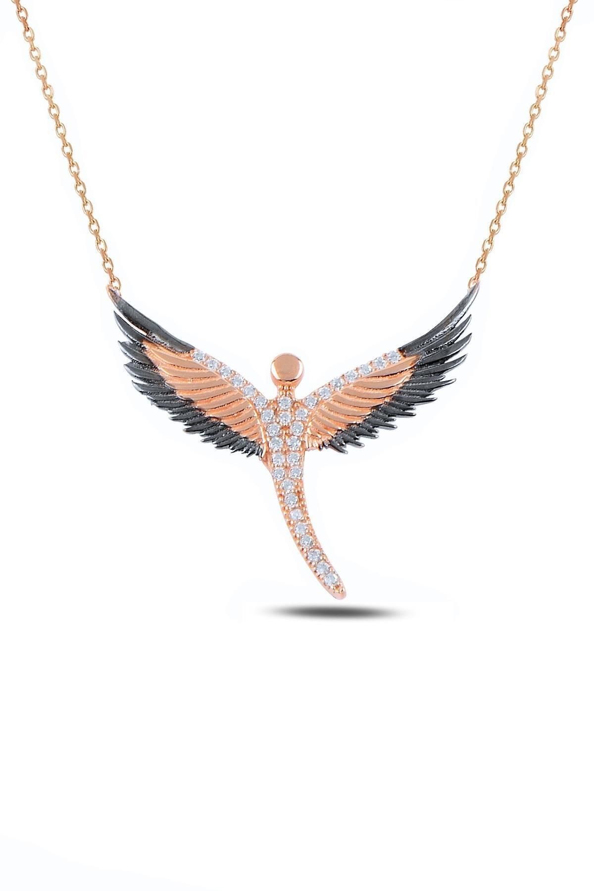 Kanatlı Figür Kolye | Rose Gold Kaplamalı 925 Gümüş