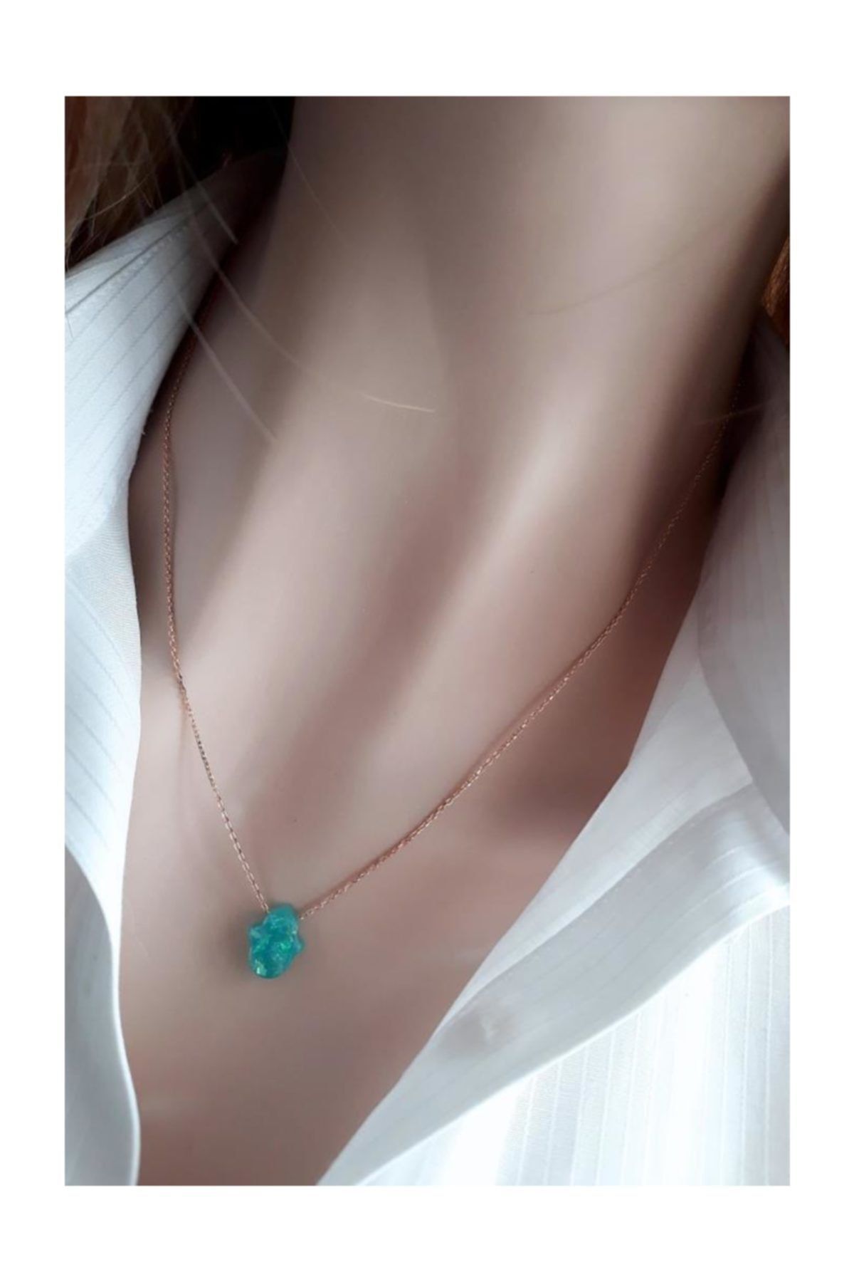Mint Fatma Ana El Izi Resin Taş Kolye _rose