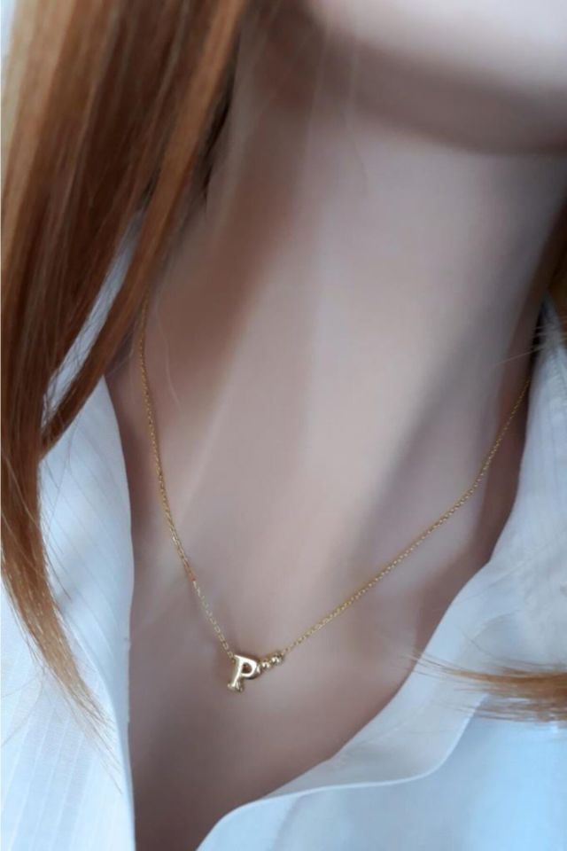 P Harfi Kolye _14k Altın Kapl.