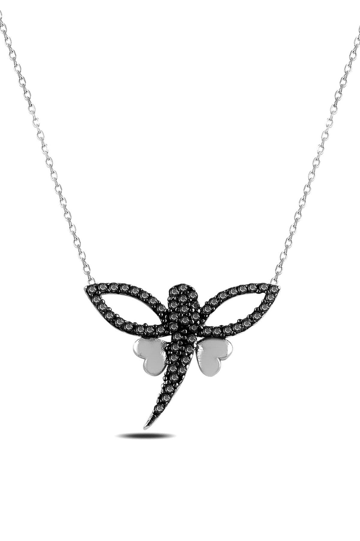 Kadın Siyah Aşk Yusufçuğu Kolye RMS19122