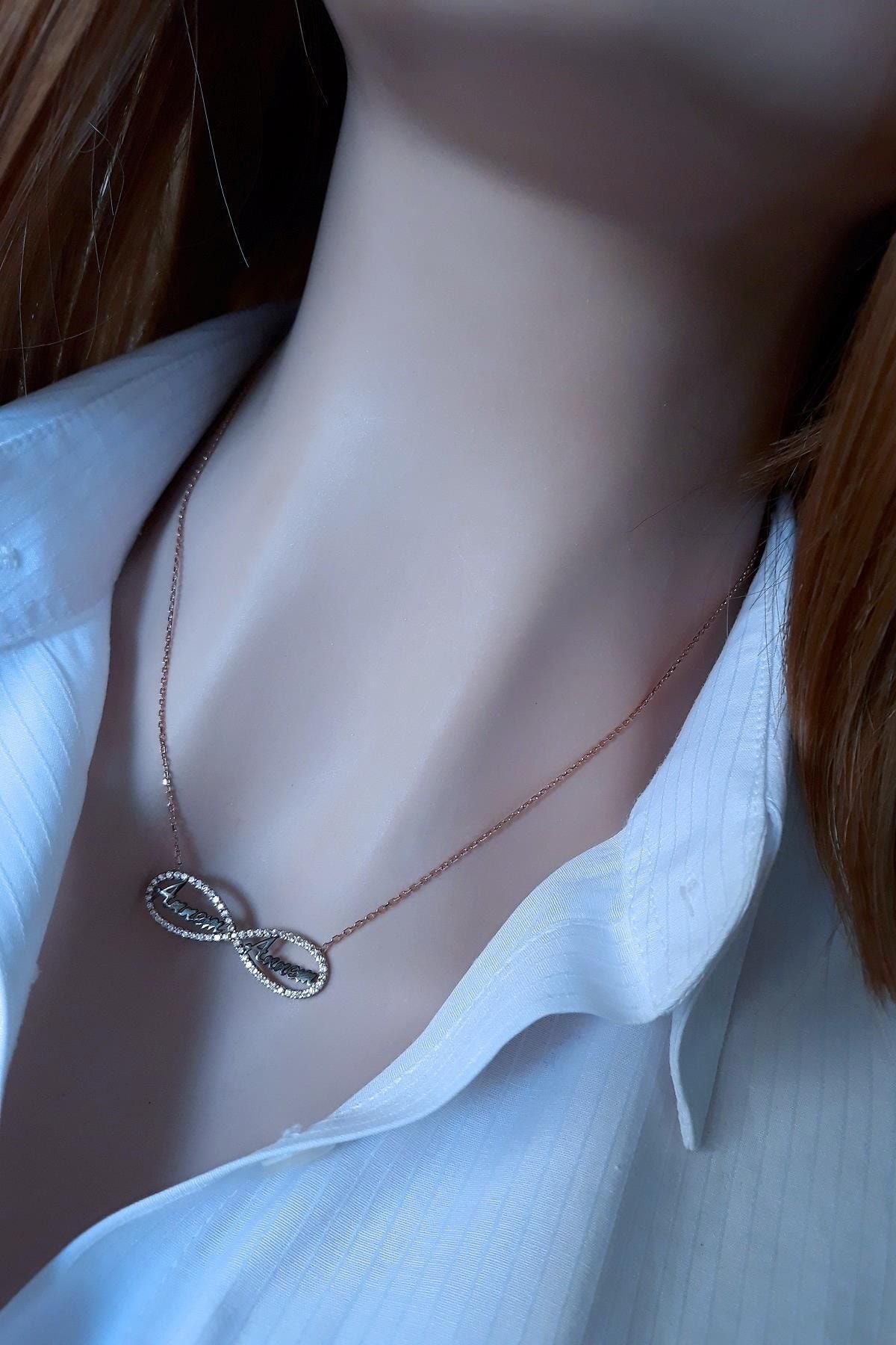 Annem Yazılı Sonsuzluk Kolye (Rose Gold Kaplama)