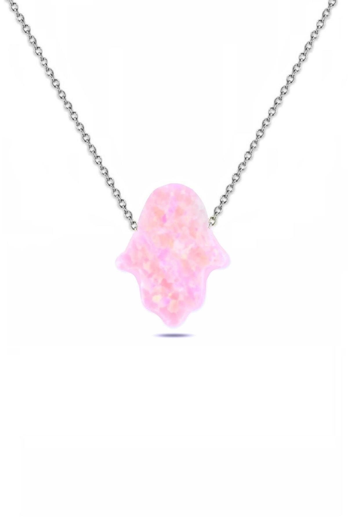 Pembe Fatma Ana El Izi Resin Taş Kolye