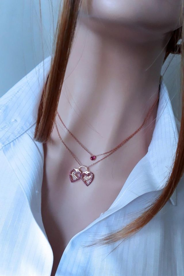 Bağlılık Kolye Ve Fuşya Tektaş Kolye Kombin