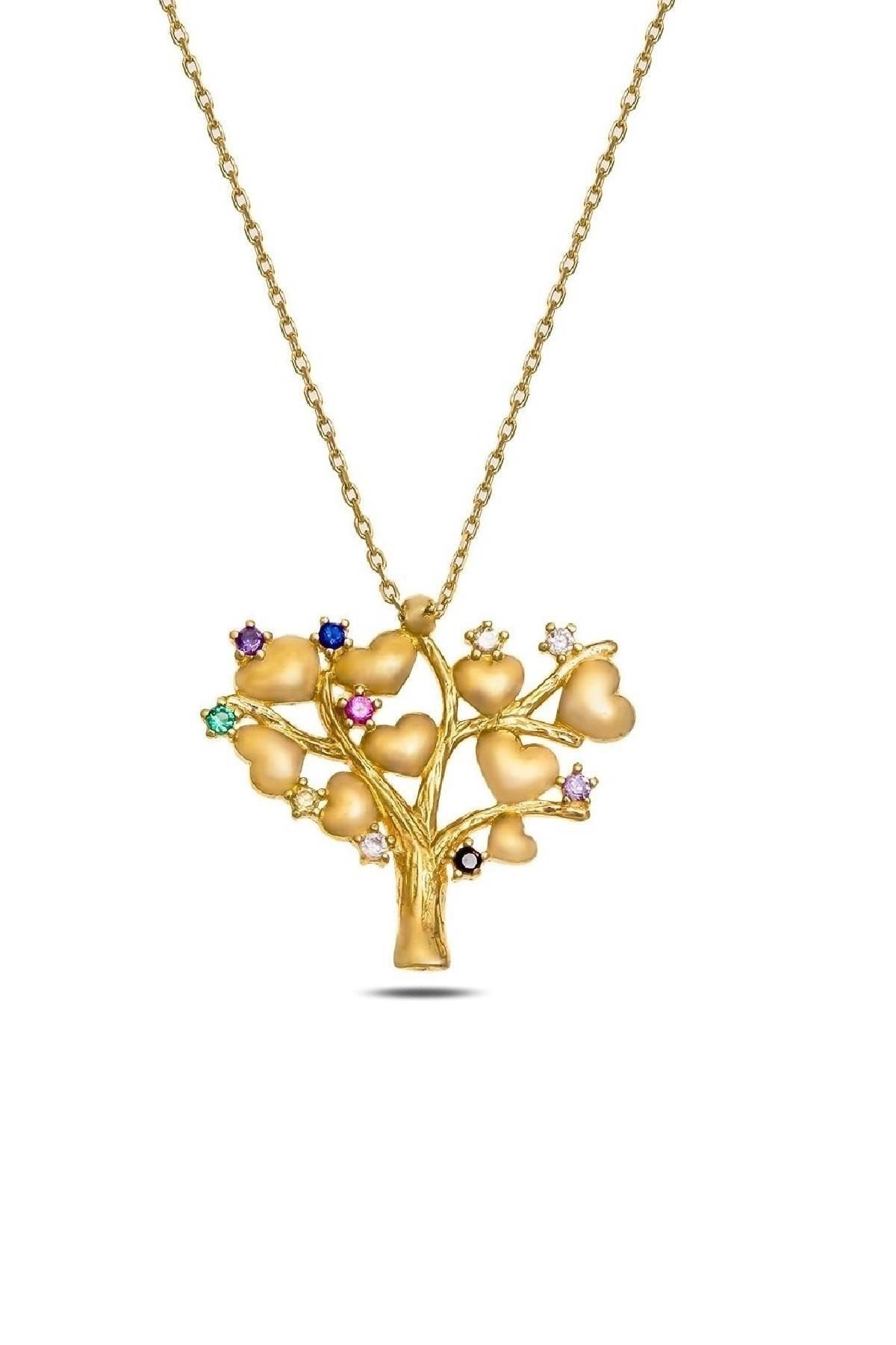 Kalp Hayat Ağacı Kolye _14k Altın Kapl.