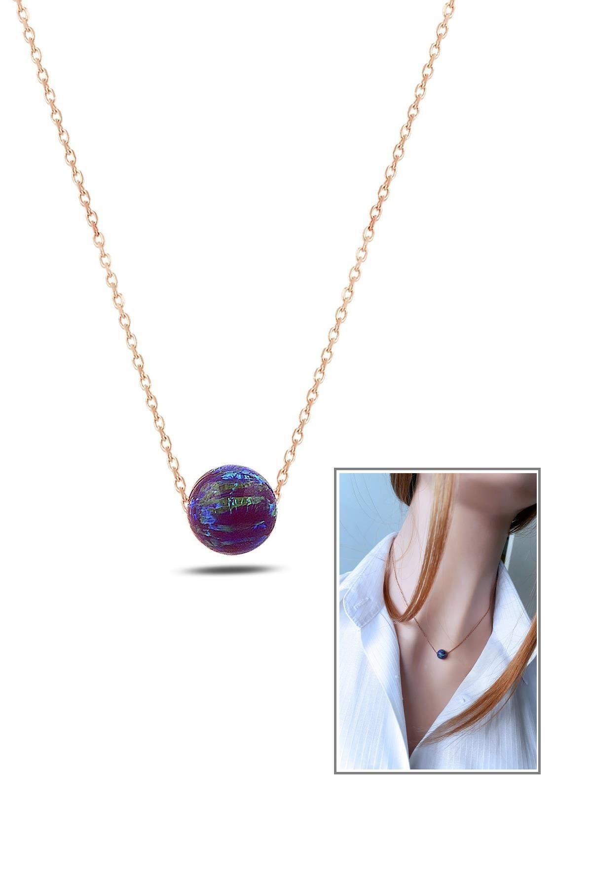 Mor Opal Küre Kolye