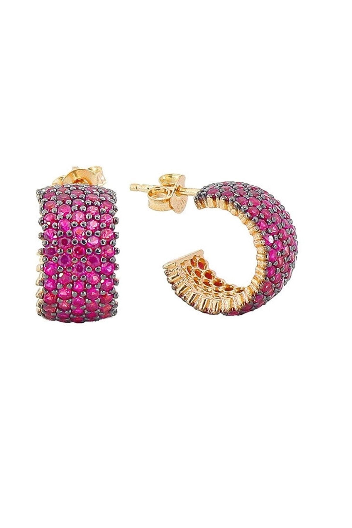 Kadın Pembe Ruby Halka Küpe RMS20106