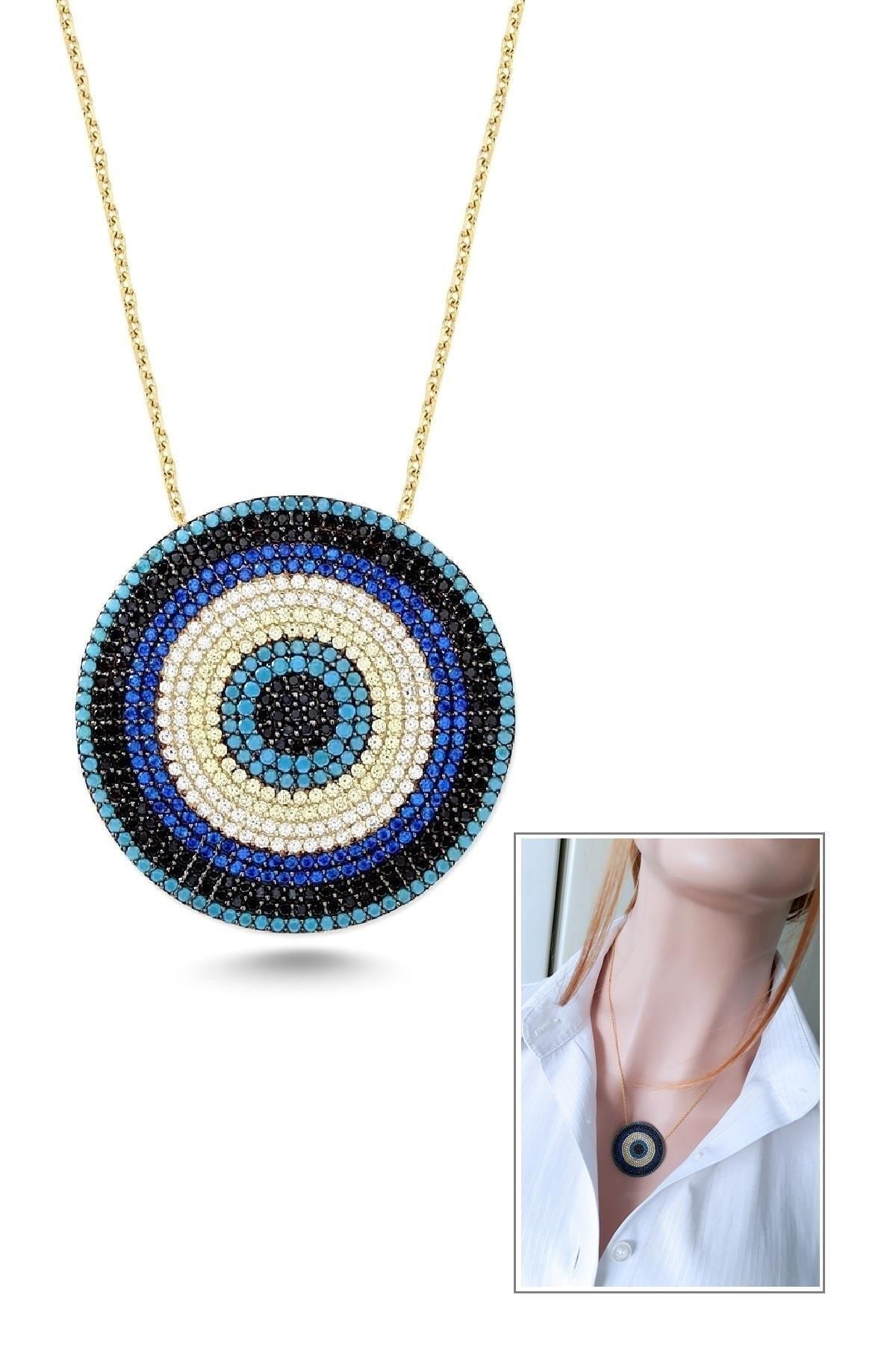 Nazar Aşkı Kolye (large) _14k Altın Kapl.