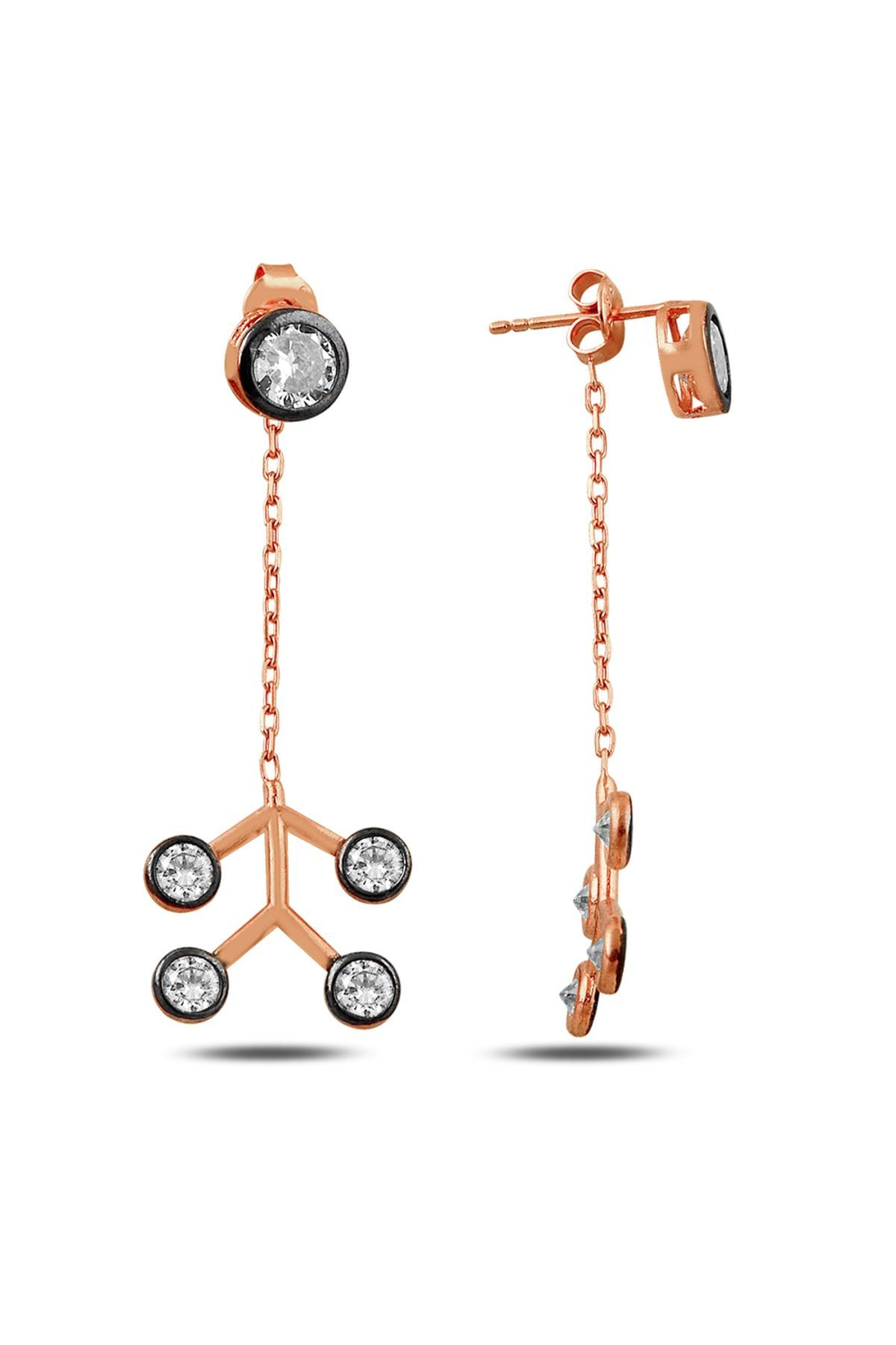 Kadın Beyaz Rodajlı Sallantılı Tektaş Ağaç Küpe RGU50117