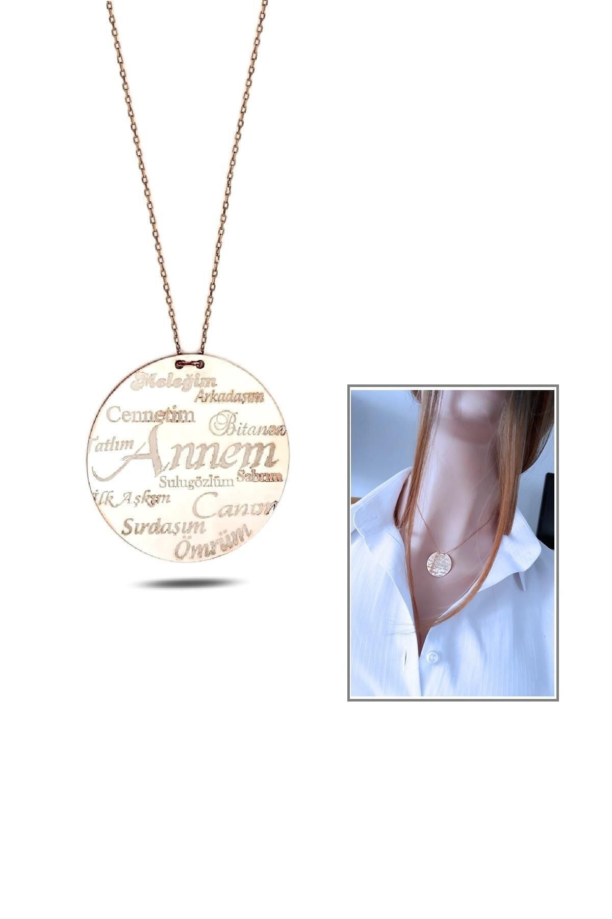 Annem Plaka Kolye - Rose Gold Kaplama