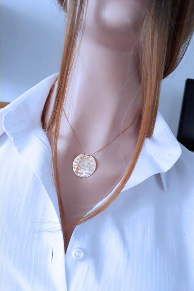 Annem Plaka Kolye - Rose Gold Kaplama